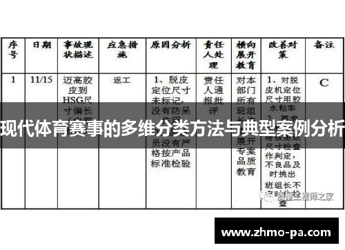 现代体育赛事的多维分类方法与典型案例分析