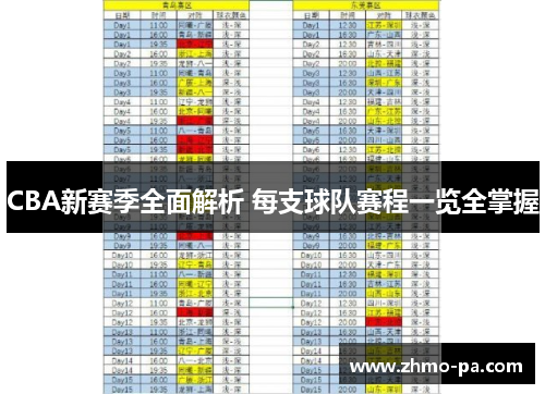 CBA新赛季全面解析 每支球队赛程一览全掌握