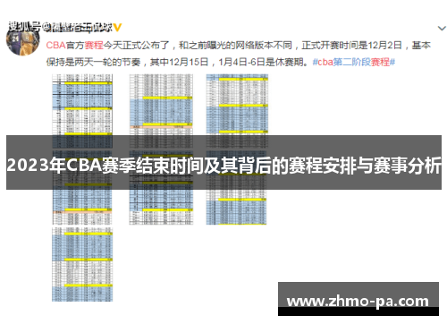 2023年CBA赛季结束时间及其背后的赛程安排与赛事分析